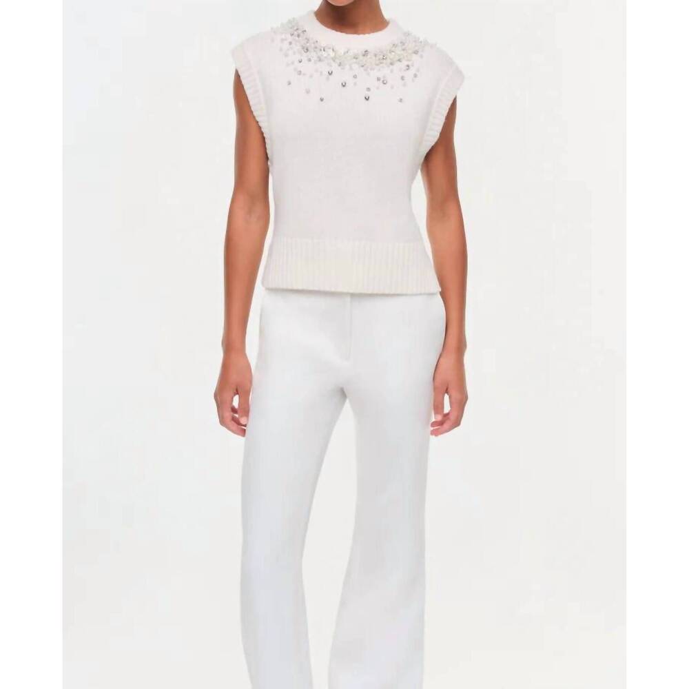 NEW JONATHAN SIMKHAI candra embellished knit vest in white